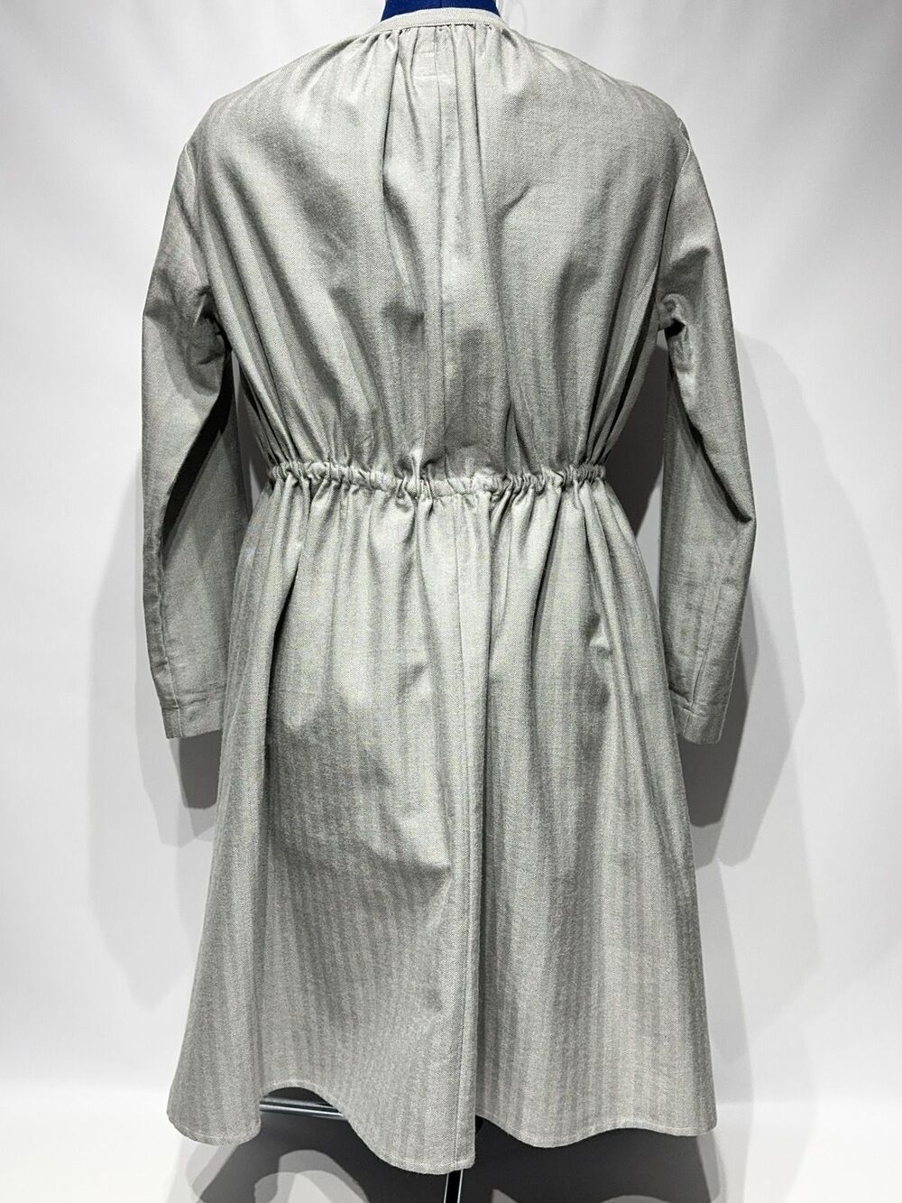 Gallego Desportes Gray Wool Oversized Victorian Style Long Sleeve Dress Women M - Picture 2 of 8